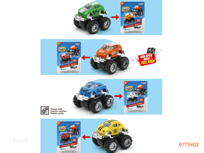 PULL BACK DIE-CAST CAR 1PCS,4ASTD 8COLOURS