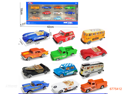 1:64 FREE WHEEL DIE-CAST CAR 12PCS