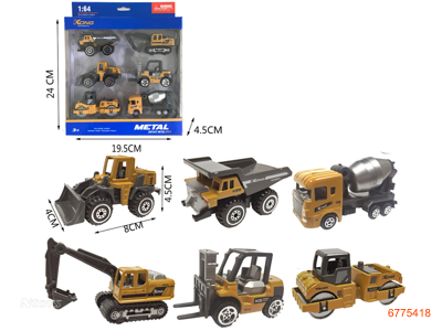 1:64 FREE WHEEL DIE-CAST TRUCK 6PCS