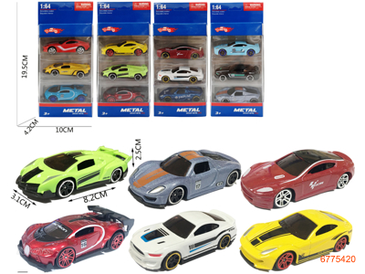 1:64 FREE WHEEL DIE-CAST CAR 3PCS,4ASTD