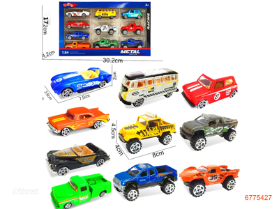 1:64 FREE WHEEL DIE-CAST CAR 10PCS,2ASTD