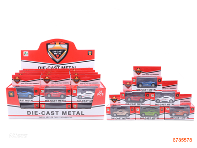 PULL BACK DIE-CAST CAR 24PCS/DISPLAY BOX 6ASTD 6COLOUR