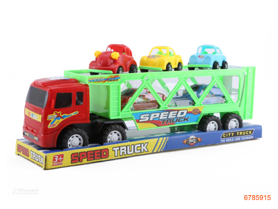 F/P TRUCK W/2PCS FREE WHEEL RACE CAR AND 3PCS P/B CAR 2COLOUR