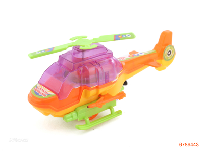 PULL LINE HELICOPTER W/LIGHT W/2PCS BUTTON BATTERIES
