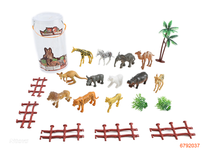 ANIMAL SET 12PCS W/1PCS TREES/2PCS GRASS/5PCS RAILS