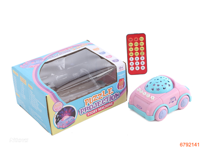 R/C FREE WHEEL CAR W/MUSIC/PROJECTION/1*CR2032 BUTTON BATTERIES IN CONTROLLER W/O 2*AA BATTERIES IN CAR 3COLORS