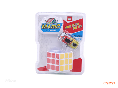 5.5CM MAGIC CUBE W/PULL BACK DIE-CAST CAR