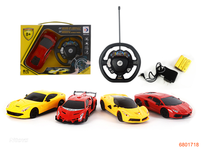 1:24 4CHANNELS R/C CAR W/LIGHT/3*1.2V BATTERIES IN CAR/CHARGER,W/O 2AA BATTERIES IN CONTROLLER.4ASTD.2COLOUR/EACH ASTD