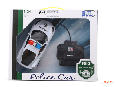 1:24 4CHANNELS R/C  POLICE CAR,W/LIGHT/3*1.2V BATTERIES AND CHARGER IN CAR,W/O 2AA IN CONTROLLER