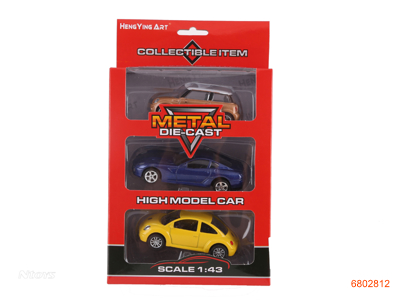 1:43 PULL BACK DIE-CAST CAR 3PCS