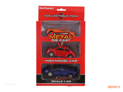 1:43 PULL BACK DIE-CAST CAR 3PCS