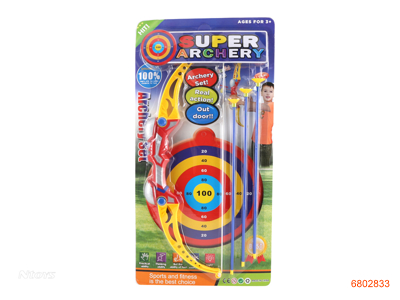 B/O BOW AND ARROW W/LIGHT/2*AG BATTERIES 3COLOUR