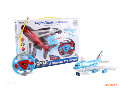 2 CHANNELS R/C PLANE W/LIGHT/MUSIC W/O 3AA BATTERIES IN PLANE,2AA BATTERIES IN CONTROLLER 2COLOUR