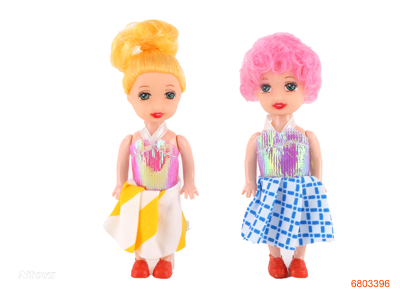 3'' SOLID BODY FASHION DOLL SET 2PCS MORE COLOUR