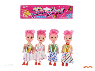 3'' SOLID BODY FASHION DOLL SET 4PCS MORE COLOUR