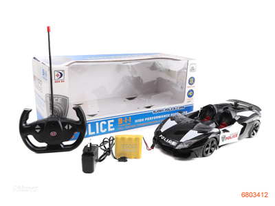 1:12 4 CHANNELS R/C POLICE CAR W/1*4.8V BATTERIES IN CAR/CHARGER W/O 2AA BATTERIES IN CONTROLLER
