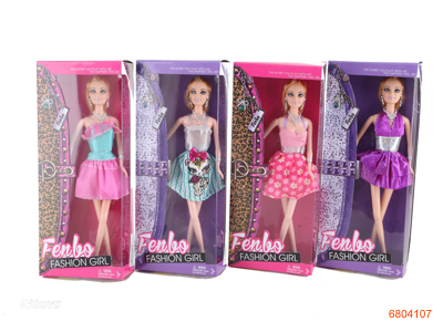 11.5'' SOLID BODY FASHION DOLL SET 4ASTD