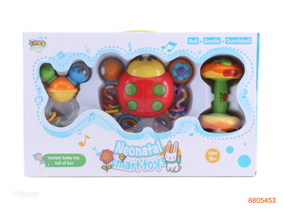 B/O BABY RATTLE W/LIGHT/MUSIC W/O 2AA BATTERIES IN LADYBIRD,2AAA BATTERIES IN DUMBBELL