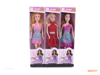 11.5'' SOLID BODY FASHION DOLL SET 3ASTD