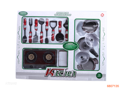 KITCHEN SET W/LIGHT/MUSIC/2*AG13 BATTERIES IN STOVE