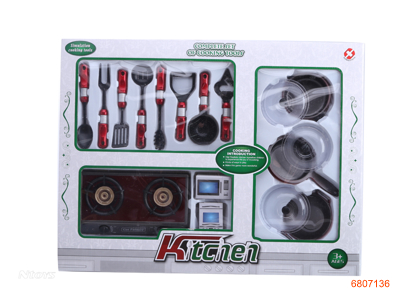 KITCHEN SET W/LIGHT/MUSIC/2*AG13 BATTERIES IN STOVE