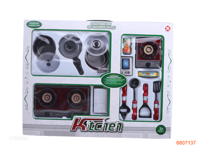 KITCHEN SET W/LIGHT/MUSIC/2*AG13 BATTERIES IN STOVE