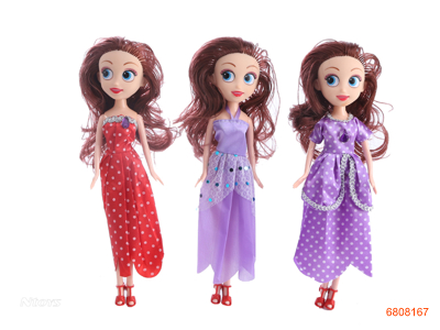 9''SOLID BODY FASHION DOLL SET 3ASTD