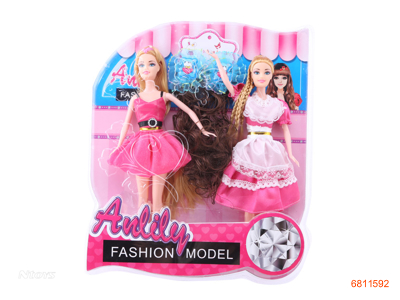 11''SOLID BODY FASHION DOLL SET 2PCS