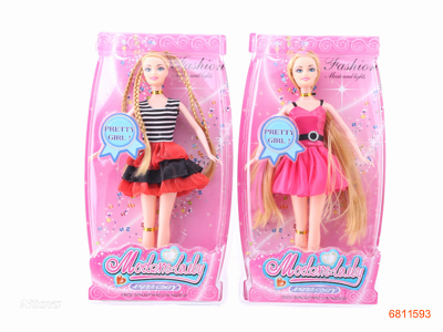 11''SOLID BODY FASHION DOLL SET 2ASTD