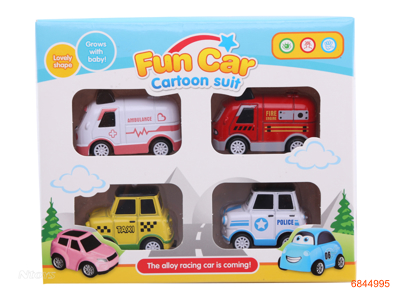 PULL BACK DIE-CAST CAR 4PCS