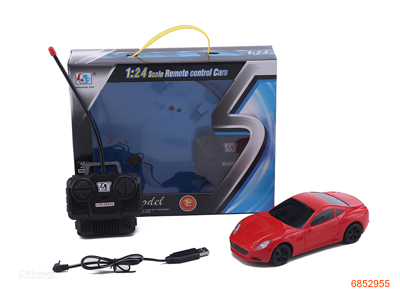 1:24 4CHANNELS R/C CAR W/LIGHT/3.6V BATTERIES IN CAR/USB,W/O 2AA BATTERIES IN CONTROLLER.3ASTD 3COLOUR