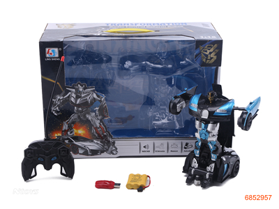 1:16 R/C TRANSFORMER CAR W/3.6V BATTERIES IN CAR/USB W/O 2AA BATTERIES IN COMREOLLER 2COLOUR