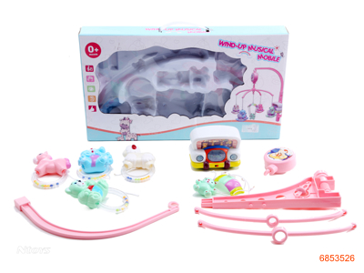 WIND UP BABY BED RING W/MUSIC, W/LIGHT W/O 2AA BATTERIES