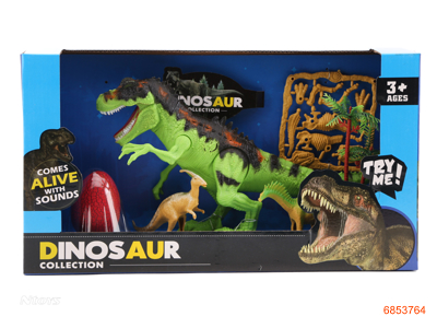 DINOSAUR SET W/LIGHT/SOUND/2*AG13 BATTERIES