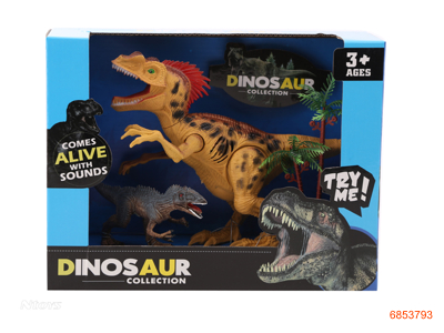 DINOSAUR SET W/LIGHT/SOUND/2*AG13 BATTERIES 2ASTD