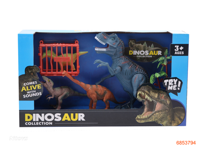 DINOSAUR SET W/LIGHT/SOUND/2AG13 BATTERIES