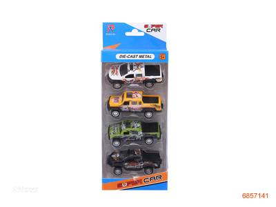 1:50 PULL BACK DIE-CAST CAR 4PCS