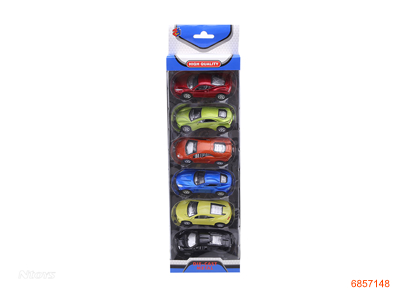 1:50 PULL BACK DIE-CAST CAR 6PCS