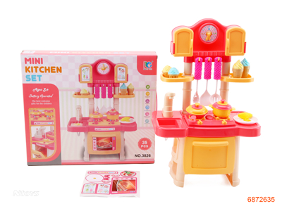 KITCHEN SET W/LIGHT/SONUD,W/O 2*AA BATTERIES 35PCS