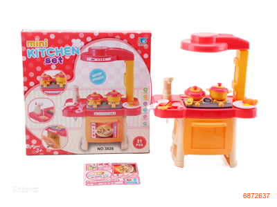 KITCHEN SET W/LIGHT/SOUND W/O 2*AA BATTERIES 21PCS