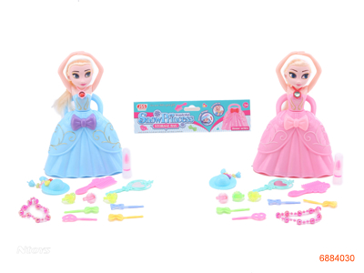 21CM SOLID BODY FASHION DOLL SET W/BEAUTY SET 2COLOURS