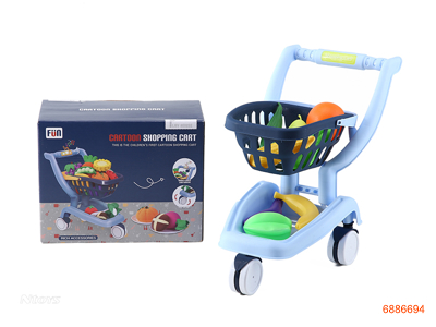 SHOPPING CART SET+ 8PCS FRUITS W/LIGHT/MUSIC W/O 2AA BATTERIES