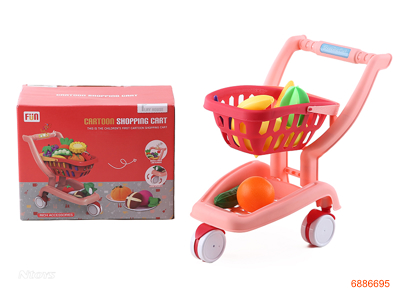 SHOPPING CART SET+ 8PCS FRUITS W/LIGHT/MUSIC W/O 2AA BATTERIES