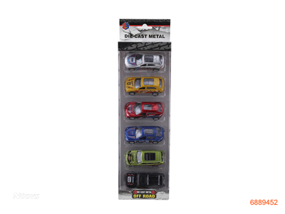 1:50 PULL BACK DIE-CAST CAR 6PCS 6COLOURS 6ASTD