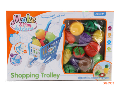 FOOD SET WITH SHOPPING CART 16PCS