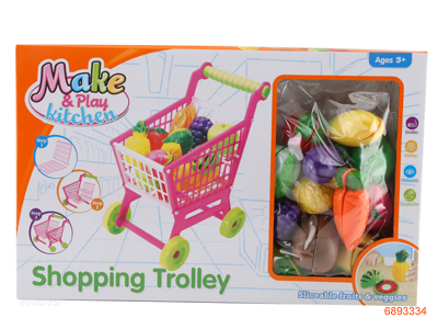 FOOD SET WITH SHOPPING CART 16PCS