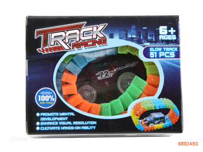 TRAIN TRACK 51PCS W/1PCS CAR,W/LIGHT,W/O 1*AA BATTERY