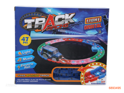 TRAIN TRACK 47PCS W/1PCS CAR,W/LIGHT,W/O 3*AA BATTERIES