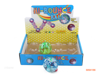 6.5CM FLICKER BOUNCING BALLS,W/3*AG13 BATTERIES,12PCS/DISPLAY BOX