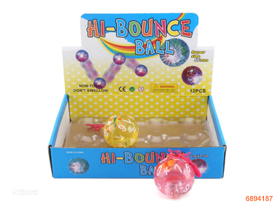 6.5CM FLICKER BOUNCING BALLS,W/3*AG13 BATTERIES,12PCS/DISPLAY BOX